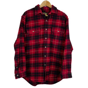 Vintage Field & Stream Heavy Cotton Flannel Men's Med Buffalo‎ Plaid Shirt Red